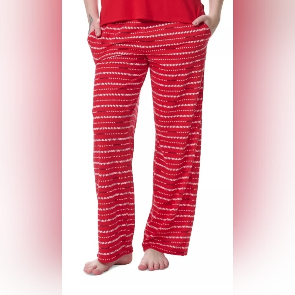 Tommy Hilfiger Womens Size Large Trees & Stars Holiday Pajama Pants in Red 1415